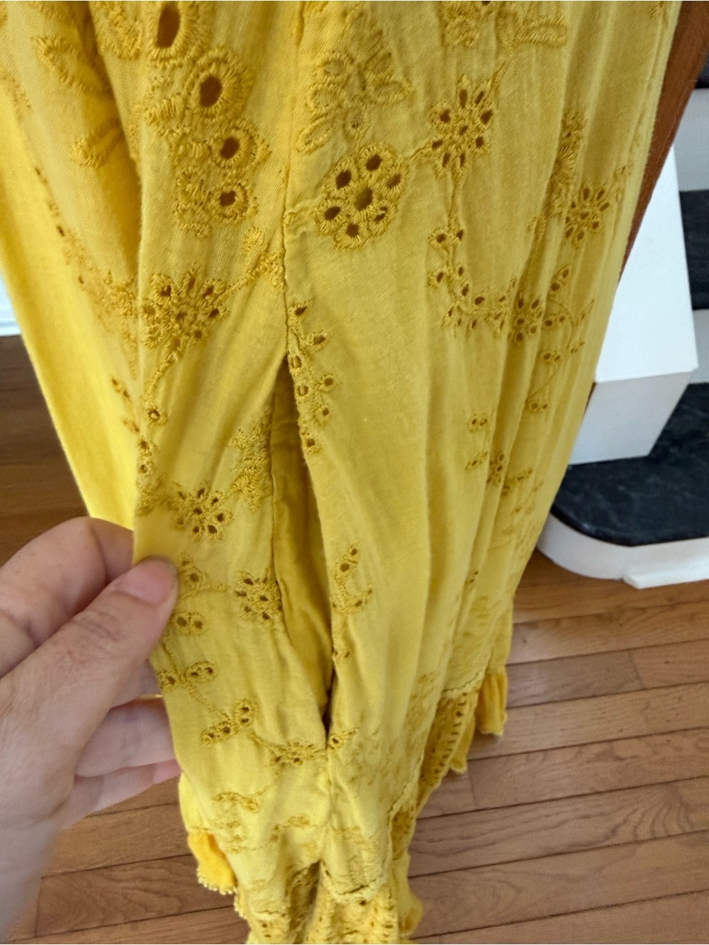 Anthropologie Sunny Yellow Royal Jain Eyelet Maxi Dress - Picture 6 of 6